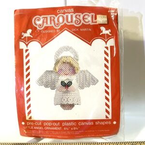 Vintage 82 Canvas Carousel Plastic Canvas Kit Angel Designed by Dick Martin #608